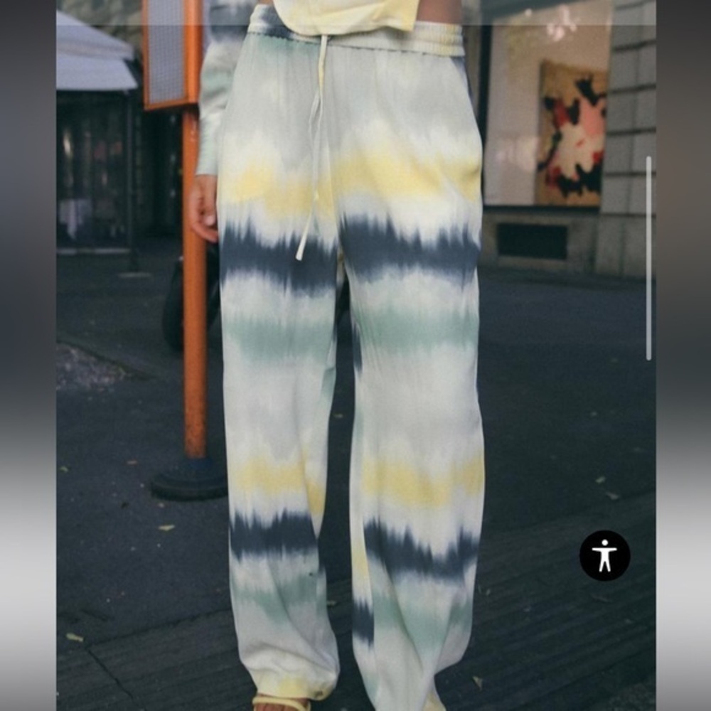 Zara Tall Tie-Dye Pants in Yellow, Gray, and Green
